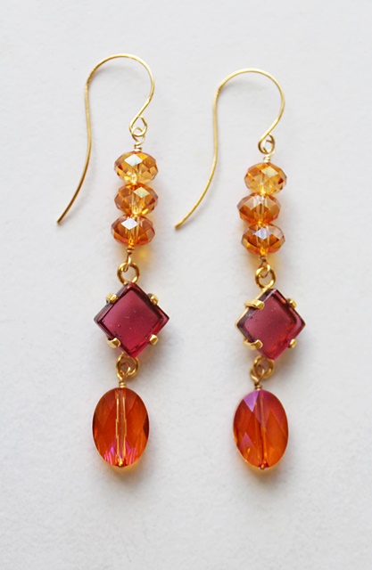 Sparkly Crystal and Morganite Earrings - The Perry Earrings