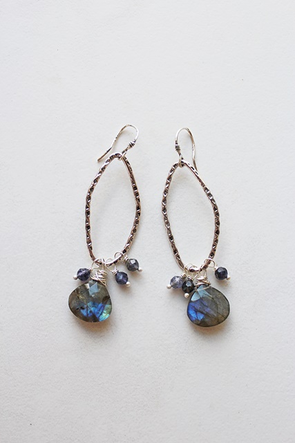 Labradorite and Iolite Drop Earrings - The Dara Earrings
