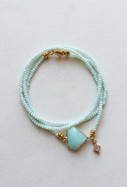 Sea Blue Chalcedony Wrap Bracelet - The Kari Bracelet