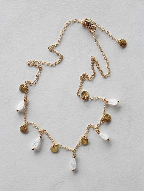 Moonstone or Garnet Disc Necklace - The Tinley Necklace
