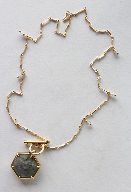 Octagon Labradorite Pendant Necklace - The Zara Necklace