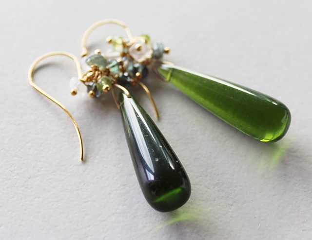 Green Agate, Moss Aquamarine, Moonstone, Peridot Earrings - The Zoe Earrings