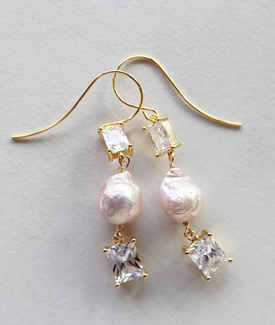Fresh Water Pearl and CZ Earrings - The Ava Earrings