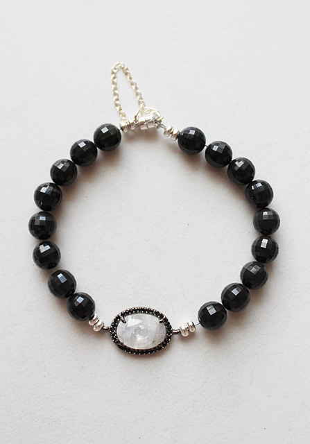 Black Onyx and Moonstone Bracelet - The Sarah Bracelet