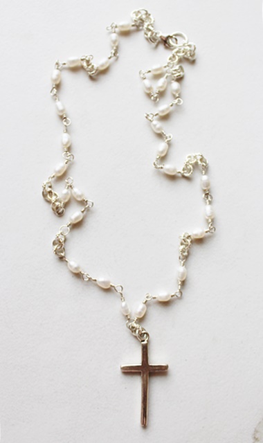 Sterling Cross and Fresh Water Pearl Necklace - The Hope Necklace