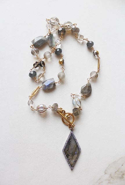Labradorite Pendant and Mixed Gem Necklace - The Paula Necklace