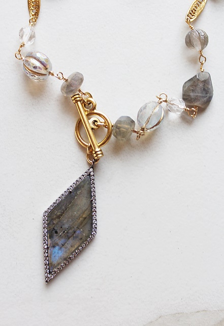 Labradorite Pendant and Mixed Gem Necklace - The Paula Necklace