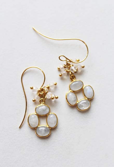 Moonstone Cluster Earrings - The Abigail Earrings