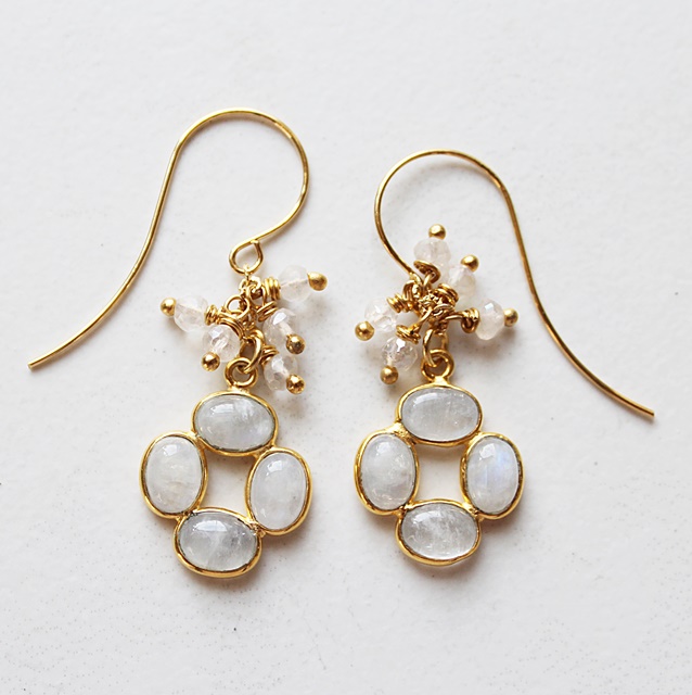 Moonstone Cluster Earrings - The Abigail Earrings
