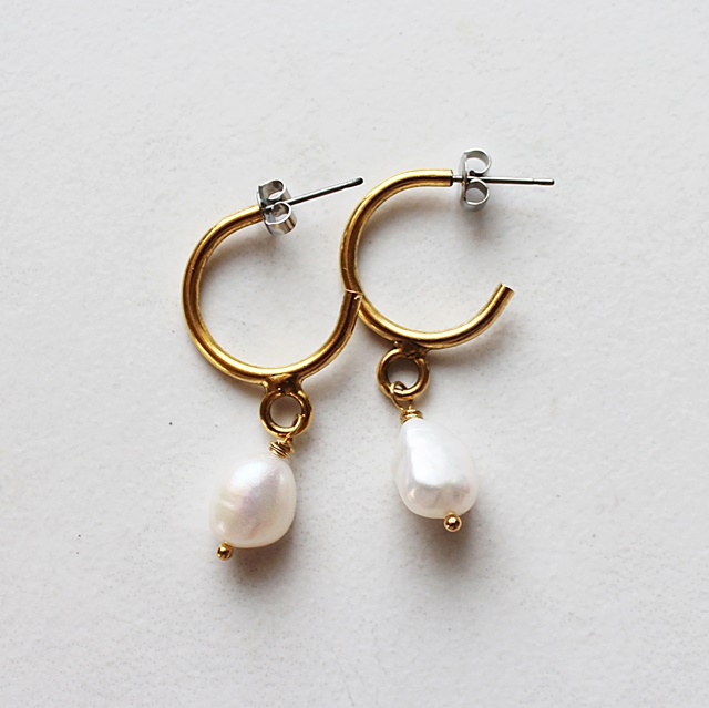 Pearl Drop Hoop Earrings - The Darla Earrings
