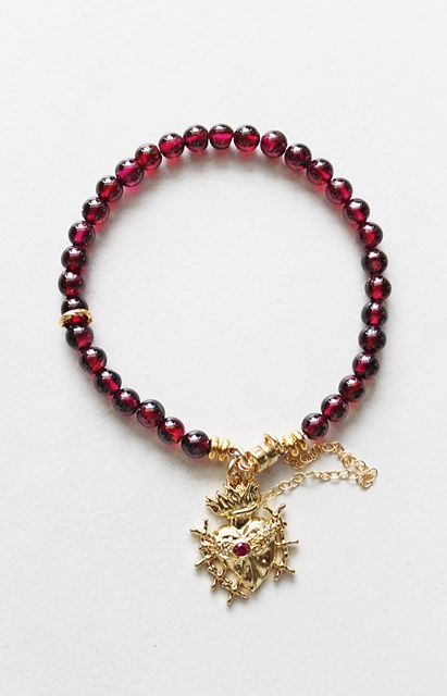 Red Garnet Sacred Heart Bracelet - The Blessed Bracelet