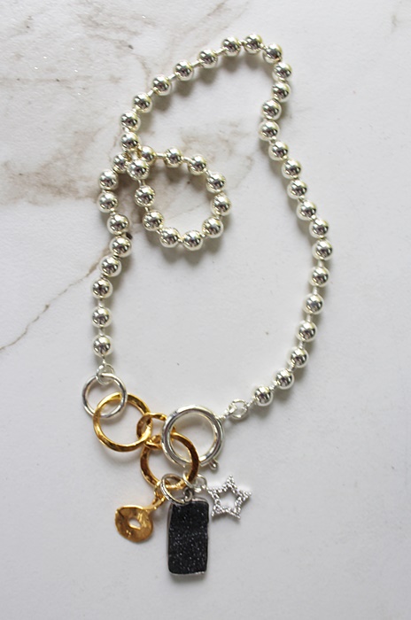 Mixed Metal Druzy Necklace - The Dorian Necklace