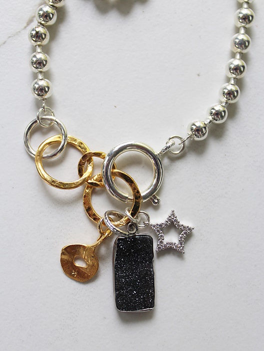 Mixed Metal Druzy Necklace - The Dorian Necklace