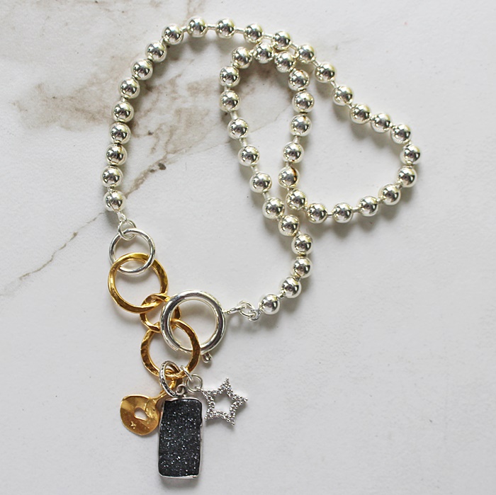 Mixed Metal Druzy Necklace - The Dorian Necklace