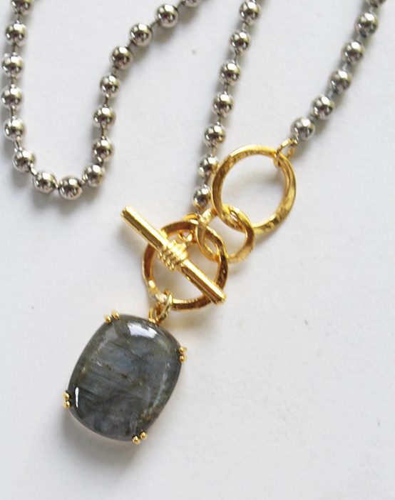 Mixed Metal and Labradorite Pendant Necklace - The Gabby Necklace