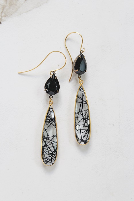 Rutiliated Quartz Tear Drop Earrings - The Danica Earrings