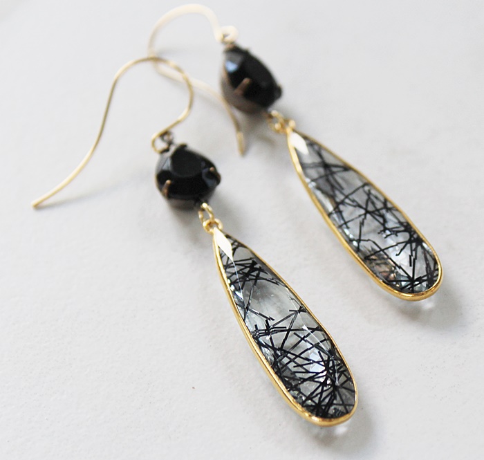 Rutiliated Quartz Tear Drop Earrings - The Danica Earrings