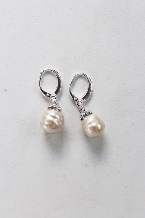 Vintage Glass Pearls and CZ Cap Earrings - The Sheila Earrings