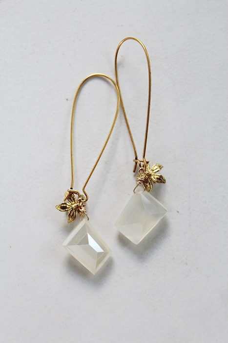 Mystic Moonstone and Floral Earrings - The Hellibore Earrings