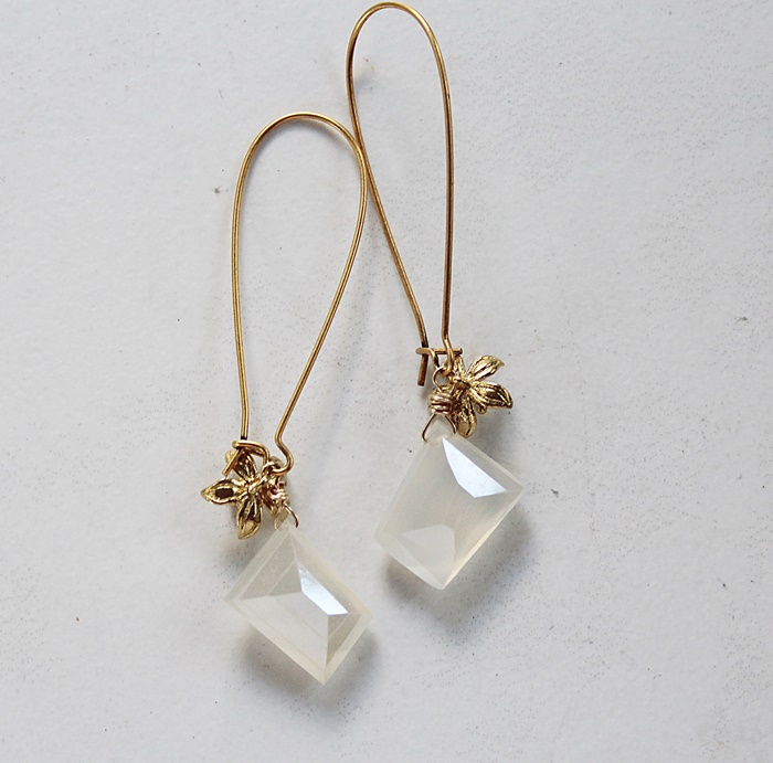 Mystic Moonstone and Floral Earrings - The Hellibore Earrings