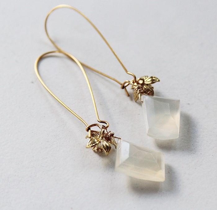 Mystic Moonstone and Floral Earrings - The Hellibore Earrings