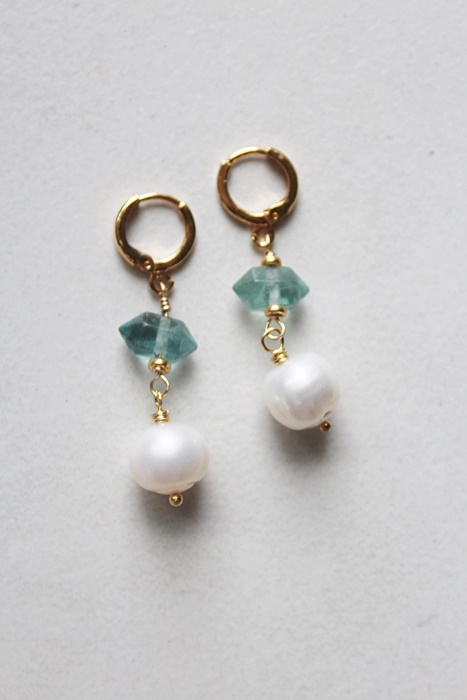Green Fluorite and Fresh Water Pearl Earrings - The Natasha Earrings