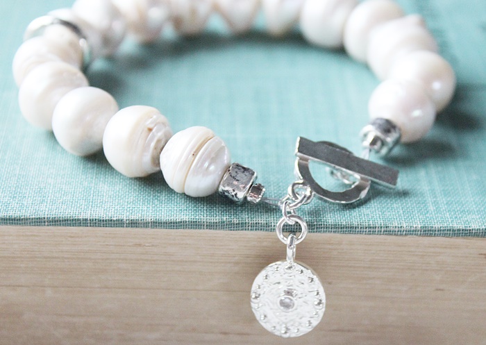 Edison Fresh Water Pearls with CZ charm - The Brynna Bracelet