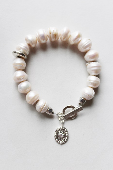 Edison Fresh Water Pearls with CZ charm - The Brynna Bracelet