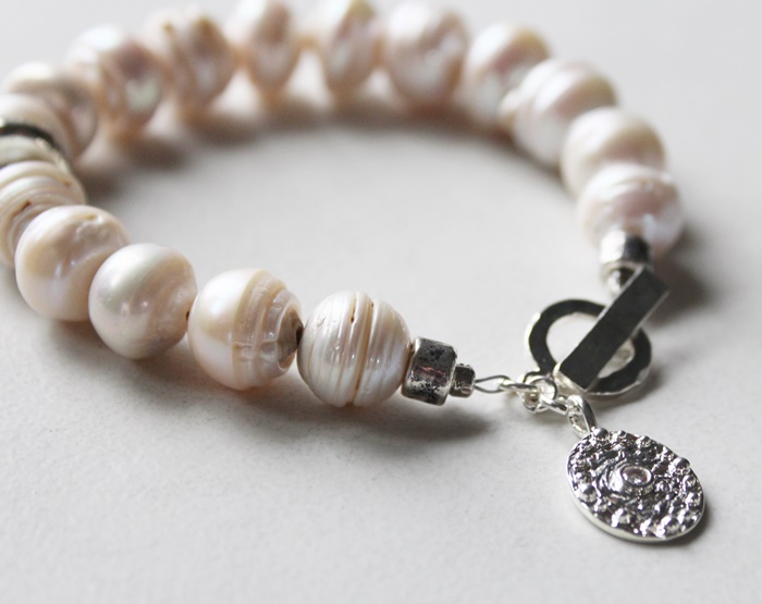 Edison Fresh Water Pearls with CZ charm - The Brynna Bracelet
