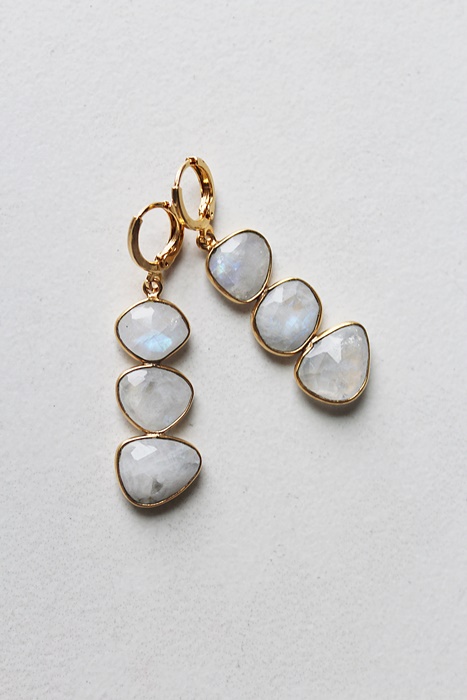Moonstone Trio Gold Earrings - The Snowbound Earrings