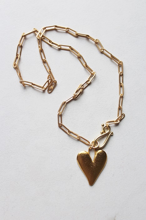 Matte Gold Heart on Paperclip Chain - The Coeur Necklace