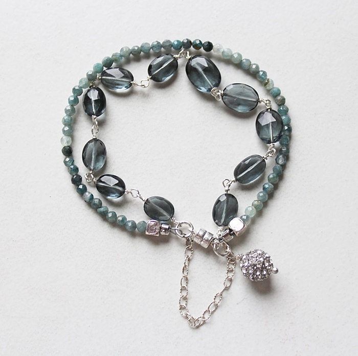 Faceted Blue Quartz and Grandidierite Beaded Bracelet - The Kitson Bracelet