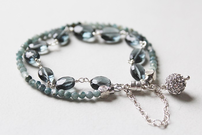 Faceted Blue Quartz and Grandidierite Beaded Bracelet - The Kitson Bracelet