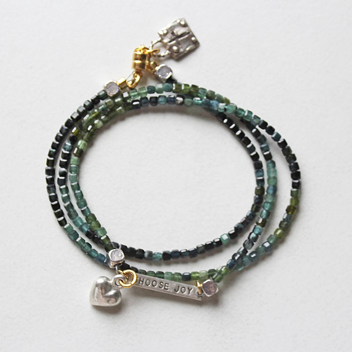 Blue/Green Tourmaline Wrap  Bracelet - The Choose Joy Bracelet