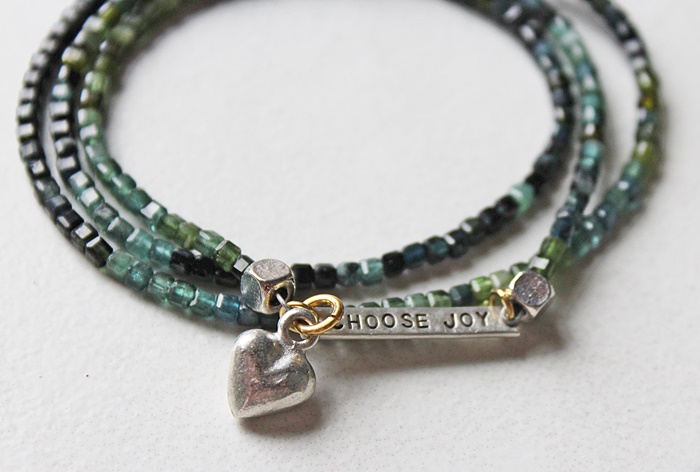 Blue/Green Tourmaline Wrap  Bracelet - The Choose Joy Bracelet