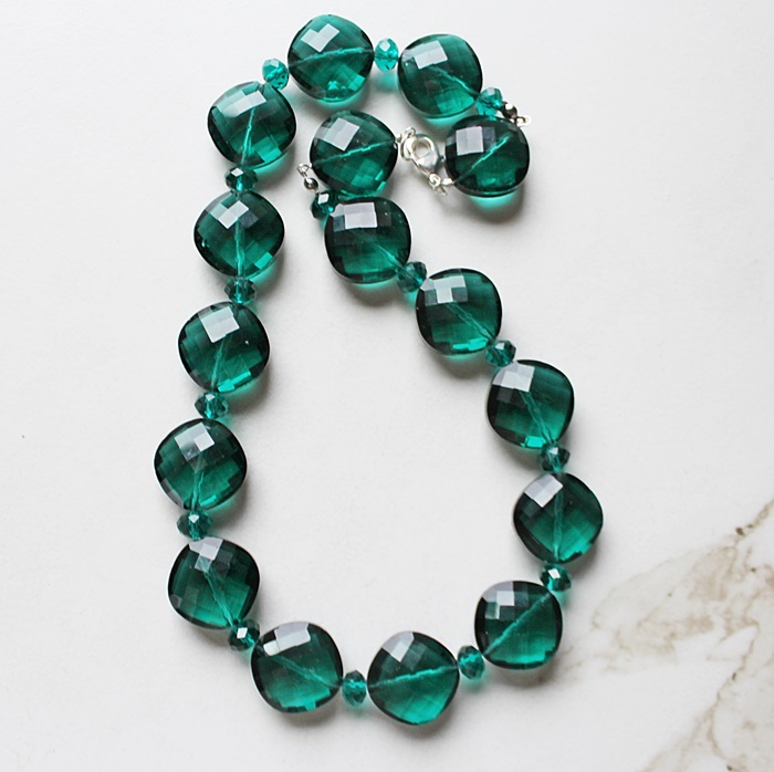 Vintage Glass Statement Necklace - The Winter Forest Necklace