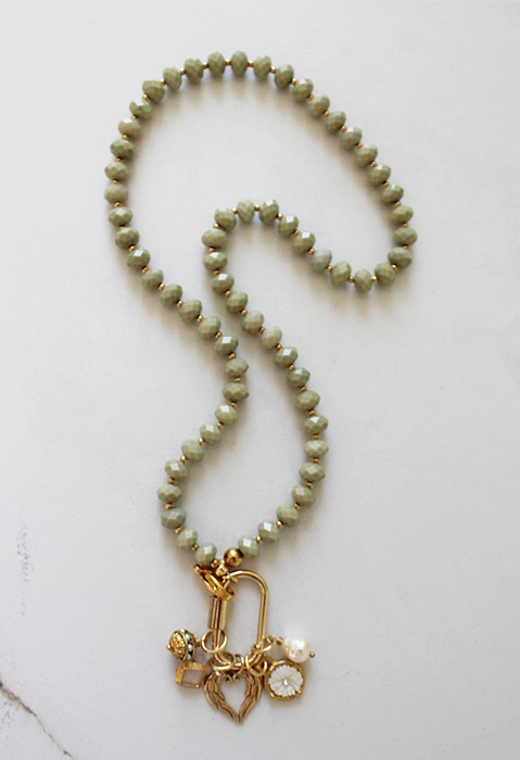 Alashan Agate Beaded Charm Necklace - The Olivia Necklace