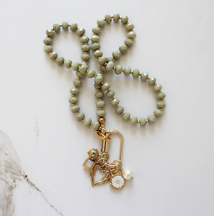 Alashan Agate Beaded Charm Necklace - The Olivia Necklace