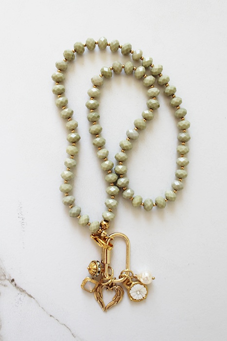 Alashan Agate Beaded Charm Necklace - The Olivia Necklace