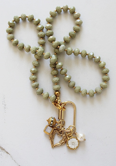 Alashan Agate Beaded Charm Necklace - The Olivia Necklace