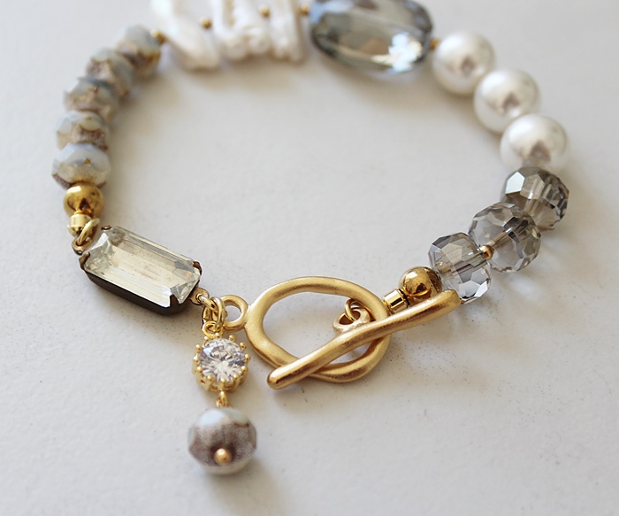 Fresh Water Pearl, Czech Glass + CZ Bracelet - The Drift Bracelet
