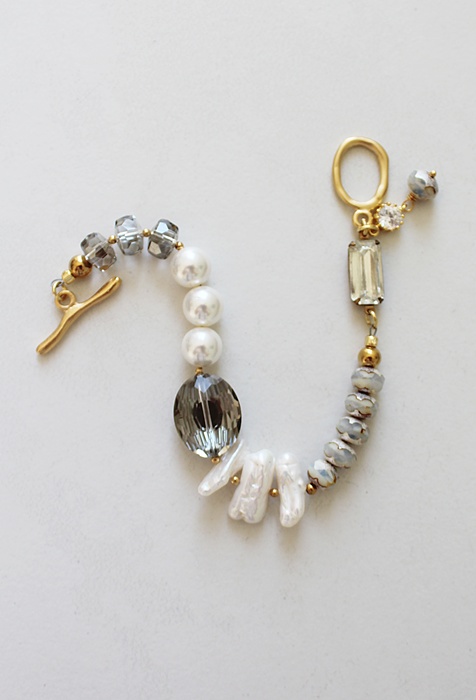 Fresh Water Pearl, Czech Glass + CZ Bracelet - The Drift Bracelet