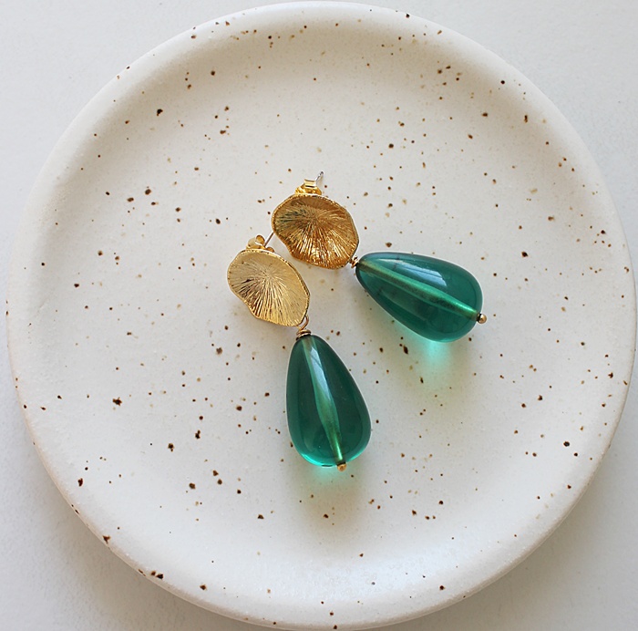 Jewel Tone Lucite Drops with Post Style Earrings - The Audrey Earrings