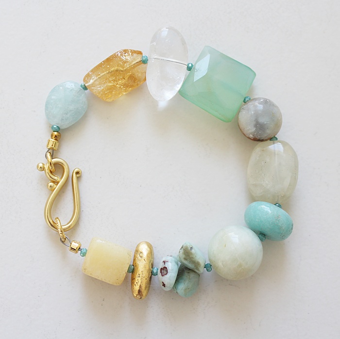 Citrine, Aqua Chalcedony, Amazonite, Clear Quartz Bracelet - The Southport Bracelet