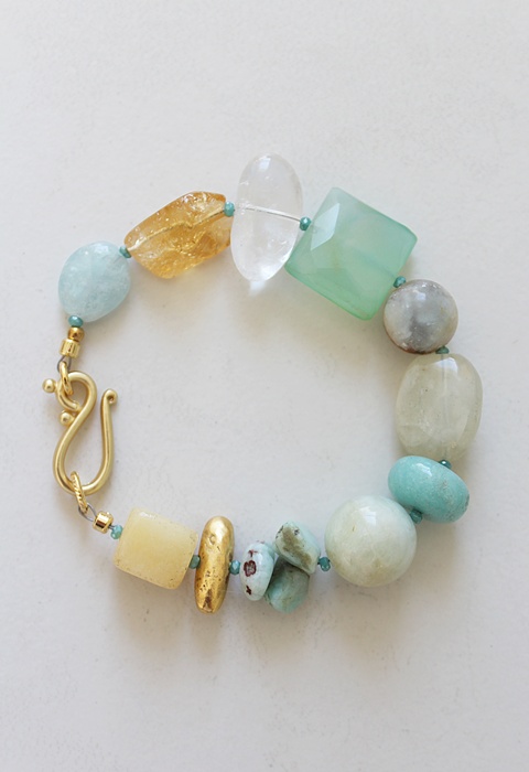 Citrine, Aqua Chalcedony, Amazonite, Clear Quartz Bracelet - The Southport Bracelet