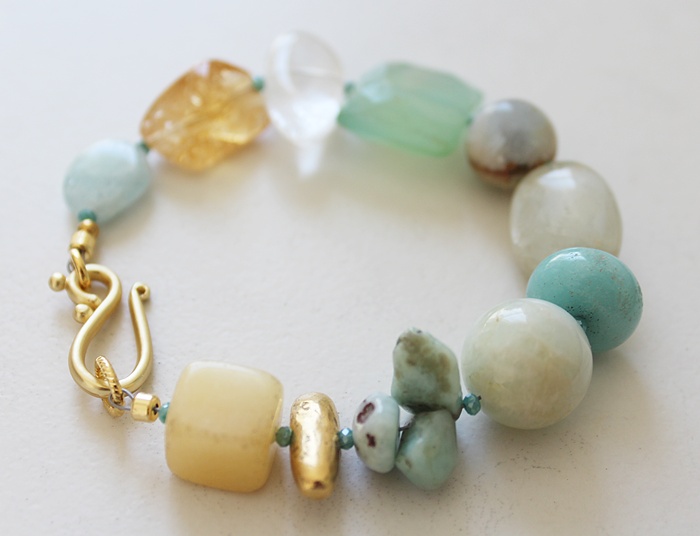 Citrine, Aqua Chalcedony, Amazonite, Clear Quartz Bracelet - The Southport Bracelet