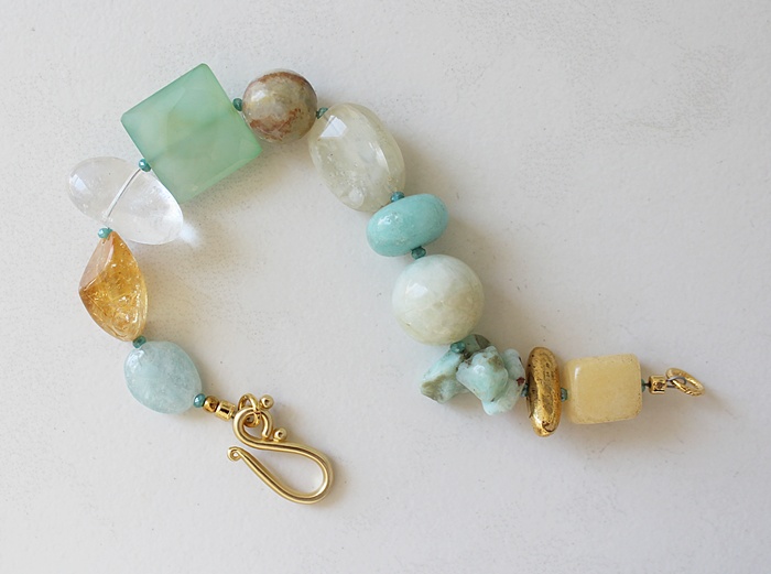 Citrine, Aqua Chalcedony, Amazonite, Clear Quartz Bracelet - The Southport Bracelet