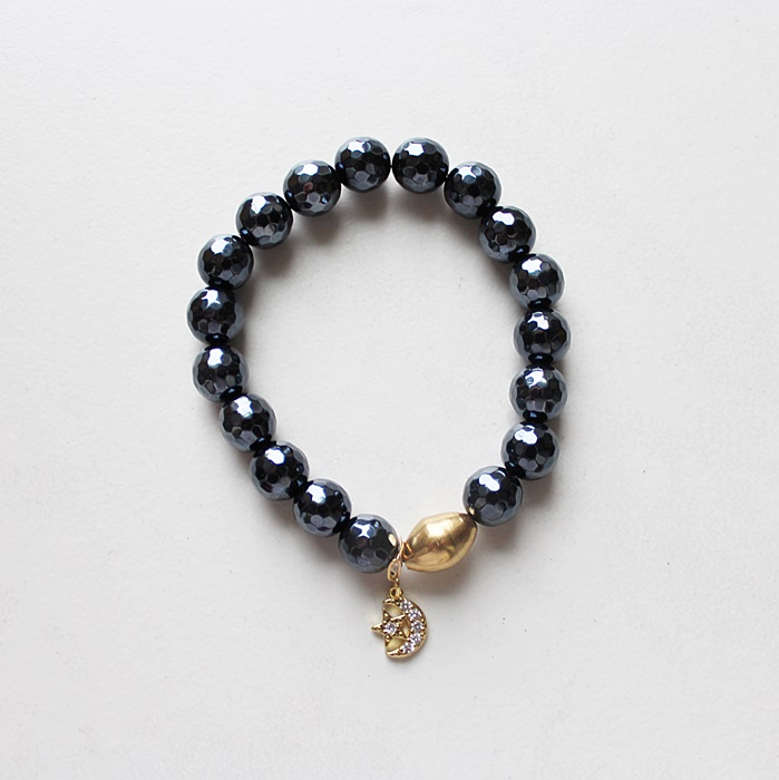Mystic Titanium Black Onyx Stretch Bracelet - The Moon and Stars Bracelet