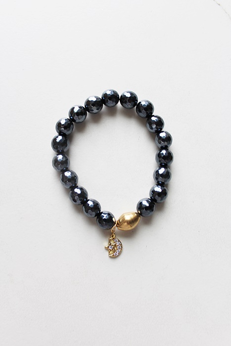 Mystic Titanium Black Onyx Stretch Bracelet - The Moon and Stars Bracelet