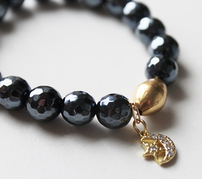 Mystic Titanium Black Onyx Stretch Bracelet - The Moon and Stars Bracelet